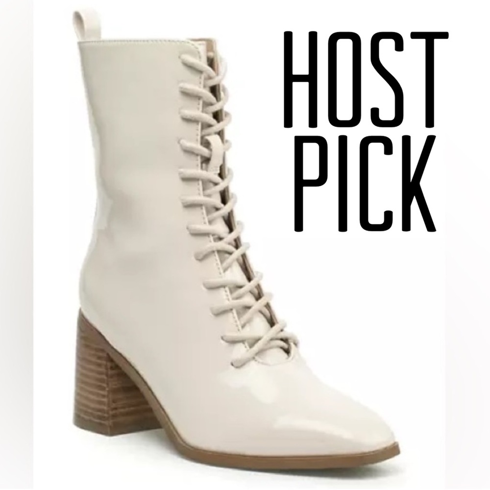 Shiny Ivory Sanna Granny Boots